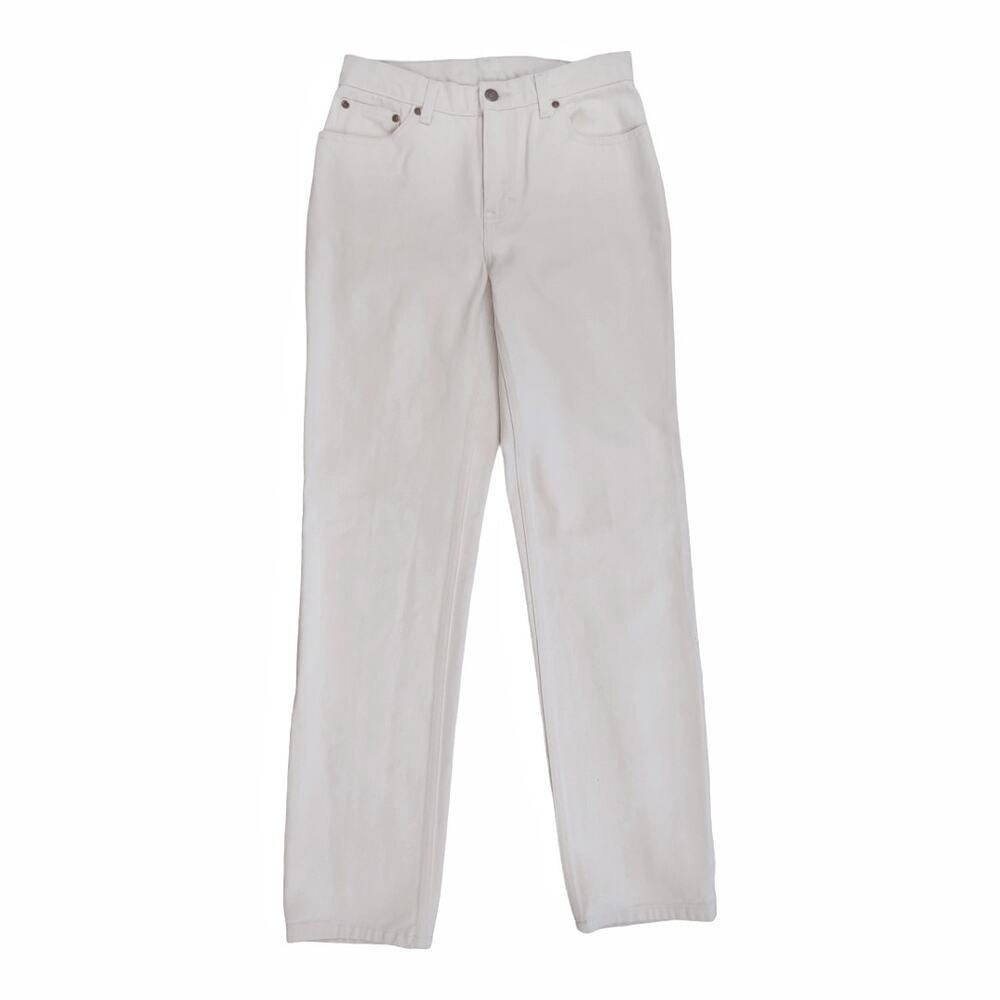 NEWPORT NEWS Natural Waist Mom Jeans Size 4 Cream Cotton Denim Preppy Coastal